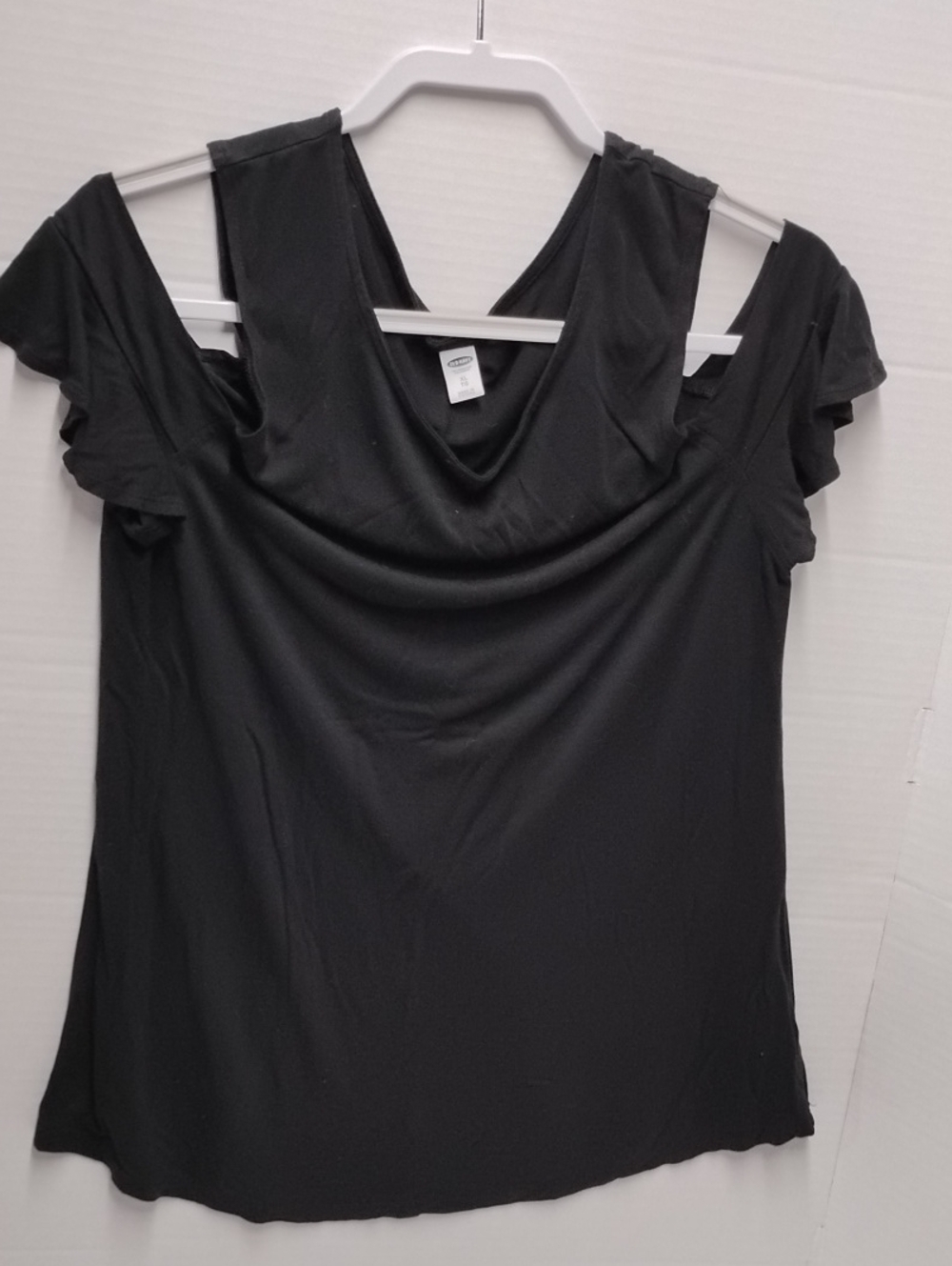 Old Navy Black Cold-Shoulder Drape Neck Blouse XL